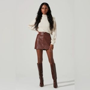 ATSR Brown Faux Leather Miniskirt